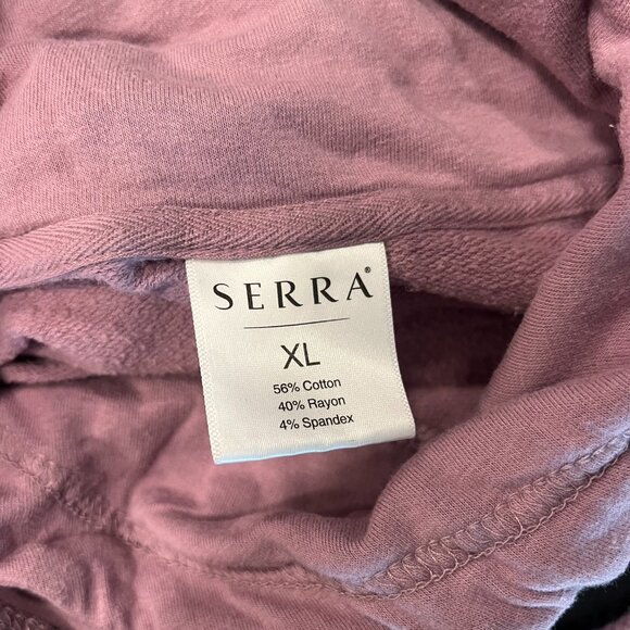 Woman's XL SERRA Pull on "Good Vibes On Mock Turtle Sweatshirt- Long Knee Length - Picture 5 of 7